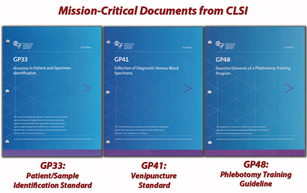 Covers of CLSI phlebotomy standards