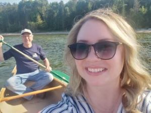 In a canoe on a lake with Dennis Ernst.