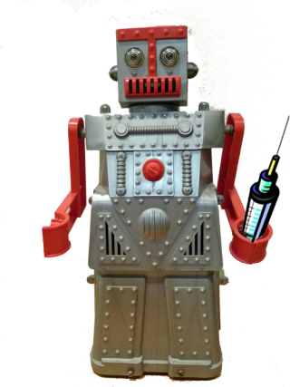 Robby Robot with syringe