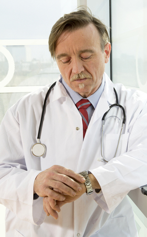 doctor checking his watch